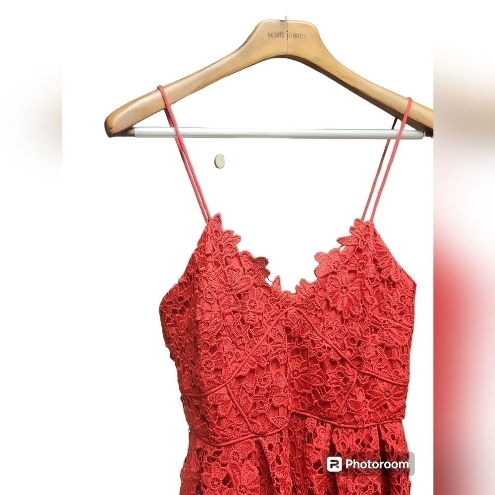 Donna Morgan Anthropologie Scarlet Floral Lace Dress Sz. 14 - Picture 6 of 10